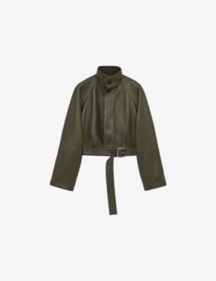 LOEWE: Belted-Hem Leather Jacket