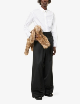 Simone Rocha Mens White/pearl2 Classic Embellished Cotton-poplin Shirt In White