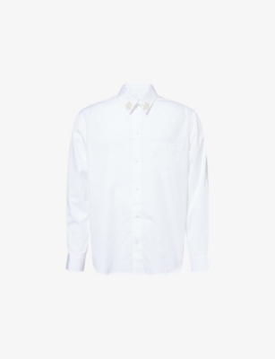 Simone Rocha Mens White/pearl2 Classic Embellished Cotton-poplin Shirt In White