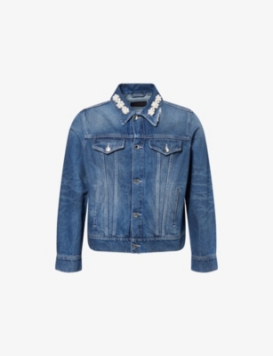 SIMONE ROCHA: Pearl-Collar Fitted Denim Jacket