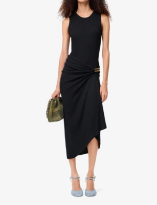 Loewe Womens Black Ruched Stretch-cotton Tank Dress In Black
