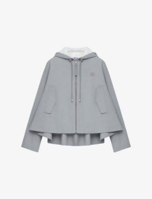 Shop Loewe Womens  Anagram-embroidery Hooded Trapeze Cotton-blend Jacket