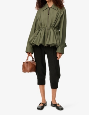 Loewe Womens Khaki Green Drawstring-waist Cotton-blend Jacket In Green