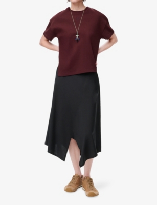 LOEWE: Logo-Embroidered Asymmetric-Hem Cotton-Blend T-Shirt
