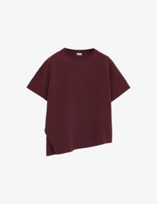 LOEWE: Logo-Embroidered Asymmetric-Hem Cotton-Blend T-Shirt