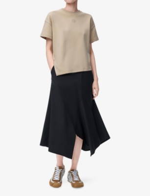 Loewe Womens Beige Asymmetric Short-sleeve Cotton-jersey T-shirt In Neutral