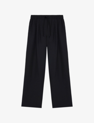 Loewe Womens Black Logo-waistband Wide-leg Silk Pyjama-style Trousers Xs