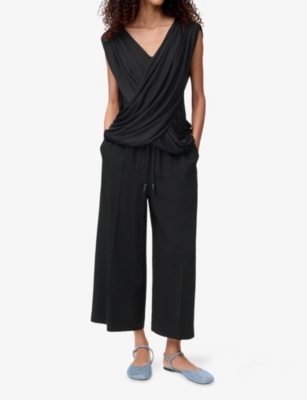 Loewe Womens Black Cropped Wide-leg Fluid Woven Trousers Xs