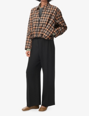 Loewe Womens Black Tailored Wide-leg Woven Trousers In Black