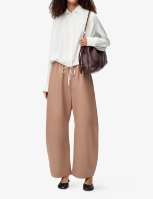 Loewe Womens White Balloon Drawstring-hem Silk Shirt In White
