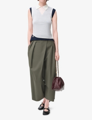 LOEWE: Wrap-Front Wide-Leg Cropped Wool Trousers