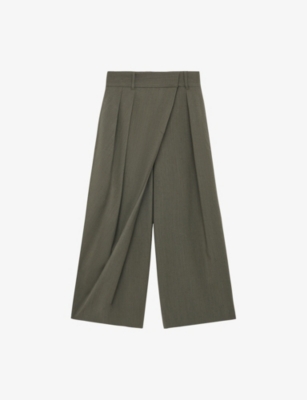 LOEWE: Wrap-Front Wide-Leg Cropped Wool Trousers