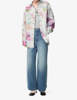 LOEWE: Floral-Print Anagram-Patch Cotton Overshirt