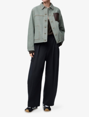 Loewe Womens Khaki Green Anagram-patch Workwear Cotton Jacket In Green