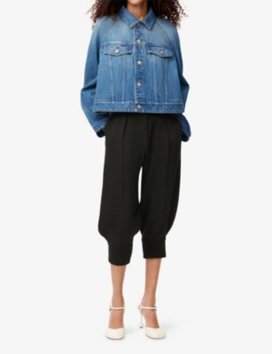 LOEWE: Trapeze-Fit Anagram-Patch Denim Jacket