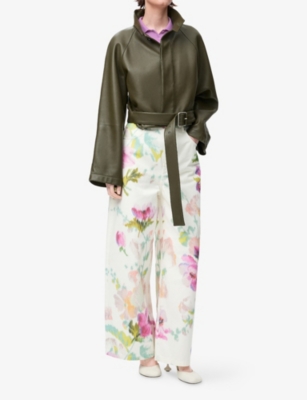 Loewe Floral-print High-rise Straight-leg Jeans In Neutral