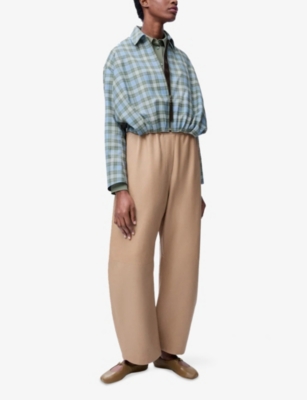 LOEWE: Checked Draped Wool-Blend Jacket