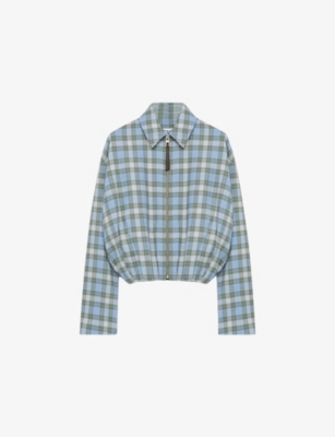 LOEWE: Checked Draped Wool-Blend Jacket