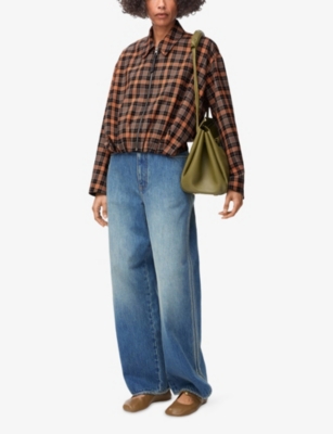 LOEWE: Draped Check Wool-Blend Jacket