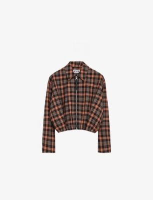LOEWE: Draped Check Wool-Blend Jacket