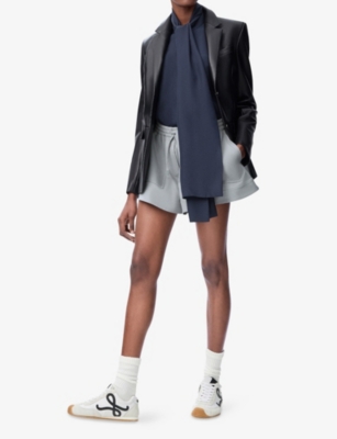 Loewe Womens Light Grey Anagram-embroidered Relaxed-fit Cotton-blend Shorts Xs In Gray