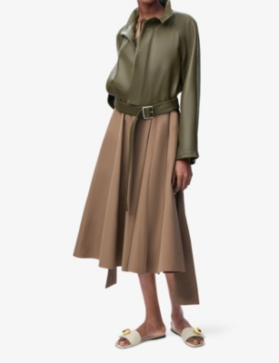 Loewe Womens Beige Wrap-tie Sleeveless Cotton Midi Dress In Brown