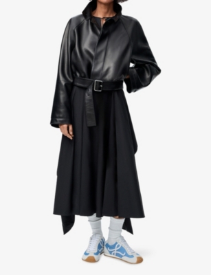 Loewe Poplin Dress With Bow Detail And Midi Length In Black