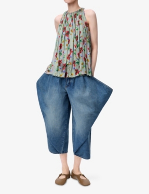 Loewe Floral Halterneck Top In Green