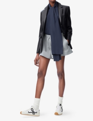 Loewe Leather Blazer With Notch Lapel And Tie Detail In Black