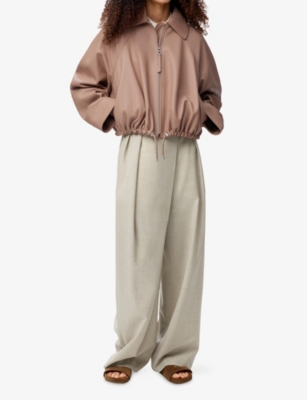 LOEWE: Classic-Collar Leather Balloon Jacket
