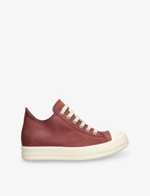 Rick Owens Womens Red/other Low Nubuck-leather Low-top Trainers Eur 40 / 7 Uk In Red