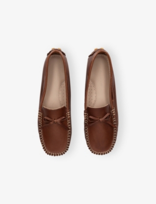 Elephantito Contrasting Stitching Driver Loafer - Little Kid In Brown