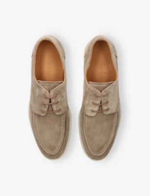 Aurélien Mens Grey/light Boat Lace-up Suede Loafers Eur 43 / 9 Uk In Gray