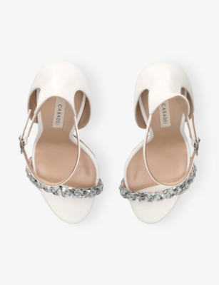 Casadei Leather Blade Starlink Strap Heeled Sandals 120 In White