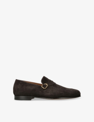 TOM FORD: Side-Buckle Suede Loafers