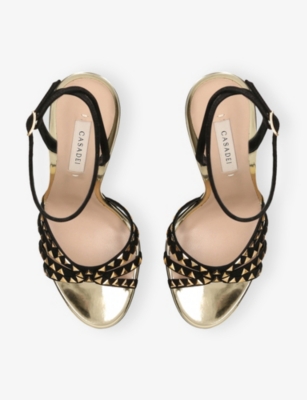 Casadei Suede Julia Divine Heeled Sandals 100 In Gold