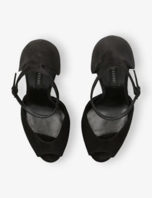 Casadei Suede Flora Platform Heels 140 In Black