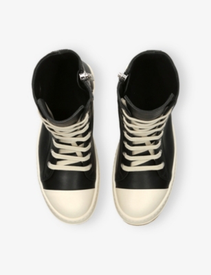 Rick Owens Womens Blk/white Creep High-top Leather Trainers Eur 41 / 8 Uk In Multi