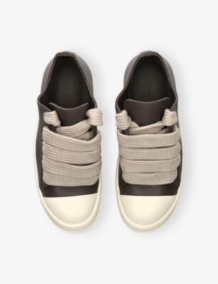 Rick Owens Womens Grey/d.cmb Jumbolace Low Leather Low-top Trainers Eur 40 / 7 Uk In Gray