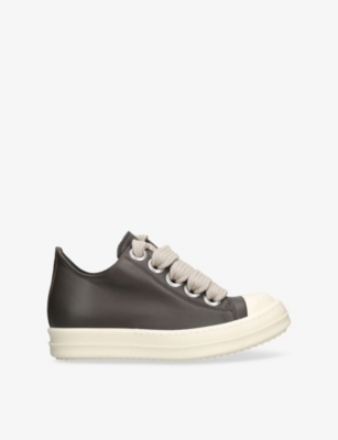 Rick Owens Womens Grey/d.cmb Jumbolace Low Leather Low-top Trainers Eur 40 / 7 Uk In Gray