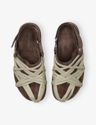 Rick Owens Womens Brown Megalace Granola Suede Mules Eur 41 / 8 Uk In Brown