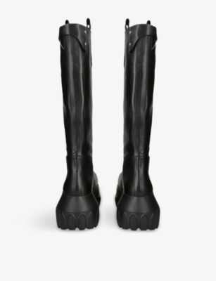 Rick Owens Womens Black Mega Tractor Pull-on Leather Boots Eur 36 / 3 Uk In Black