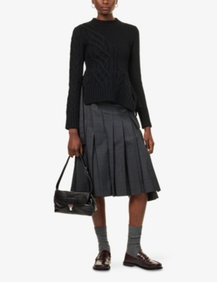 SACAI: Asymmetric Round-Neck Wool-Blend Jumper