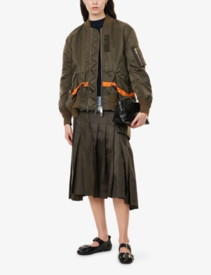 Sacai Womens Khaki Padded Relaxed-fit Shell Jacket Xl In Brown