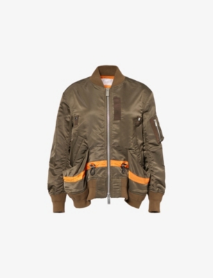 Sacai Womens Khaki Padded Relaxed-fit Shell Jacket Xl In Brown