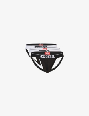 DIESEL: Branded-Waistband Pack of Three Stretch-Cotton Jock Strap