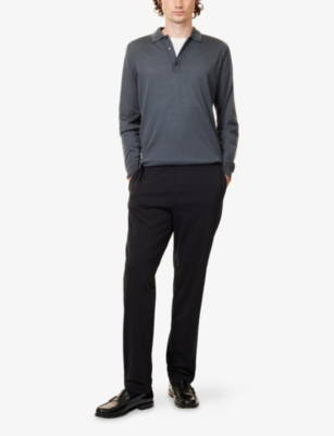 7 For All Mankind Ens Hybrid Luxe Performance Stretch-cotton Blend Trousers Black In Black