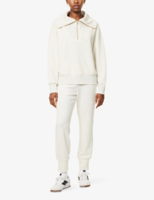 Varley Womens Ivory Marl Fleck Catherine Half-zip Jersey Sweatshirt In White