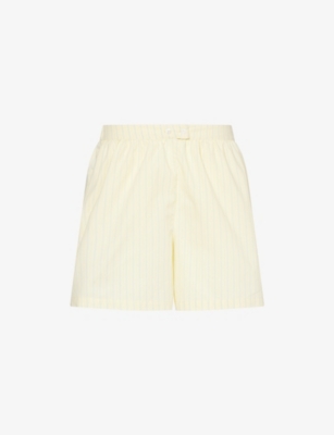 Lounge Underwear Womens Stripe Boxer-style Cotton Shorts Yellow Stripe