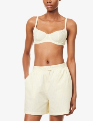 LOUNGE UNDERWEAR: Striped Cotton Balcony Bra